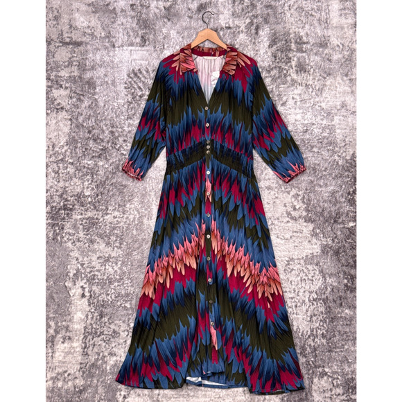 New Soft Surroundings Maxi Dress Large Womens Collared Button Front Kaftan - Picture 1 of 8